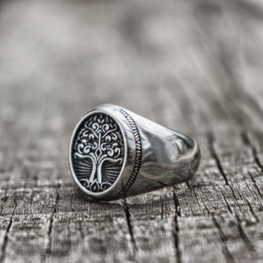 Titanium Steel Classic Men's TREE of LIFE Signet Ring-US Sizes 7-14